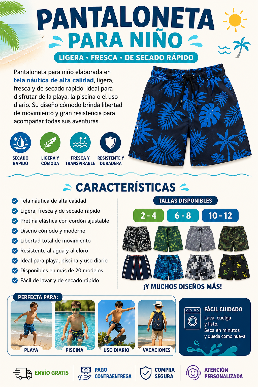 Pantaloneta Náutica Adventure Kids